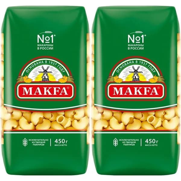 Макаронные изделия Makfa Улитки 450 г, набор: 2 штуки