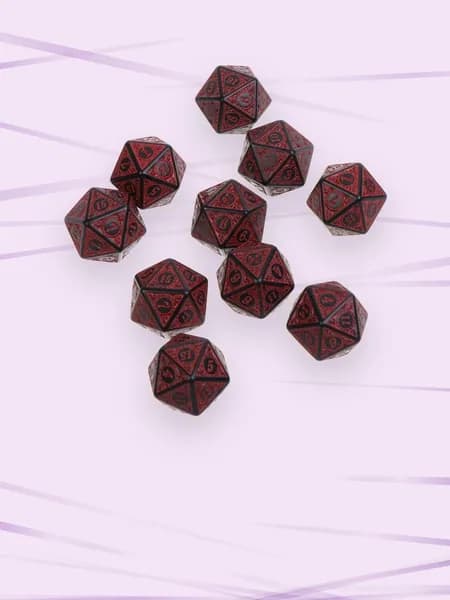 10 кубиков D20 с перламутровым эффектом для настольных игр, красный