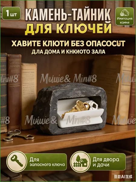 Ключница для запасного ключа под камень, тайник для улицы, крыльца, садовой дорожки, гаража, дачи и входной зоны