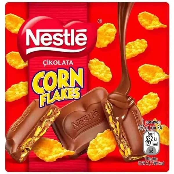 Шоколад NESTLE Corn Flakes молочный с кукурузными хлопьями 60г