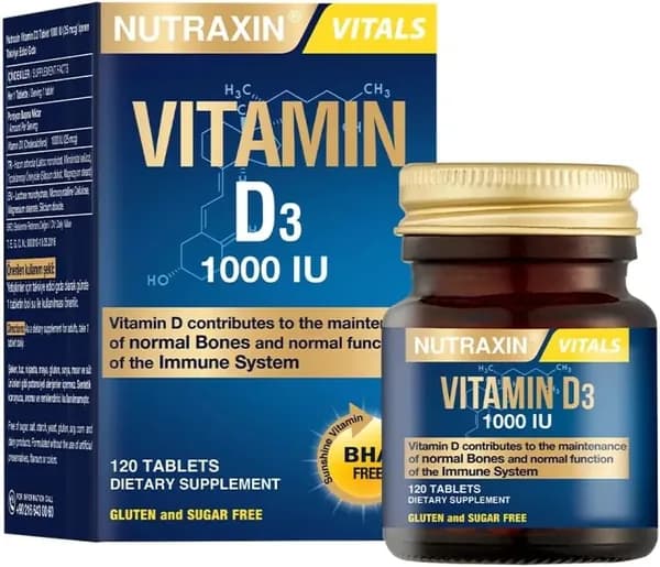 Nutraxin Vitals Витамин D3 1000 МЕ 25 мкг 120 таблеток Биологически активная добавка