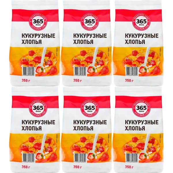 Хлопья 365 Дней кукурузные глазированные 300 г, набор: 6 штук