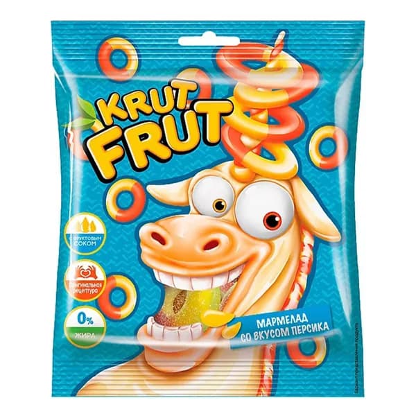 Мармелад Krut Frut персик жевательный колечки 70 г