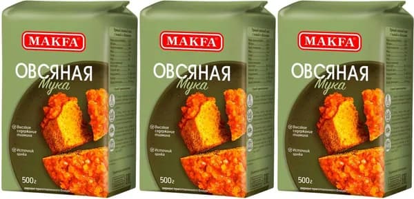 Мука Makfa овсяная, комплект: 3 упаковки по 500 г