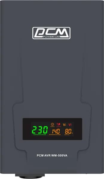 Стабилизатор напряжения Powercom 400Вт 500ВА релейный, цвет графитовый (WM-500VA)