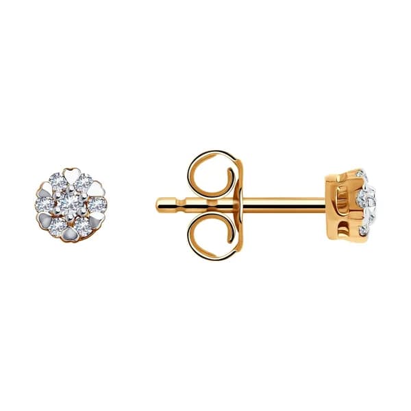 Золотые серьги DIAMANT-ONLINE с фианитом 585 пробы