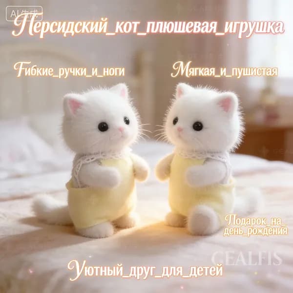 персидский кот,плюшевая игрушка,руки и ноги сгибаются,подарок на день рождения