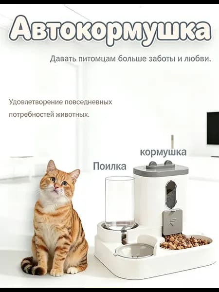 Автоматическая кормушка для кошек с поилкой и дозатором