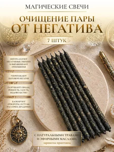 СилаВКорнях Магические свечи "Очищение Пары от негатива" 15 см х 0.5 см 7 шт