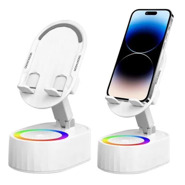 Умная колонка с подсветкой, Bluetooth, держателем телефона, 360 вращением и Hi-Fi звуком
