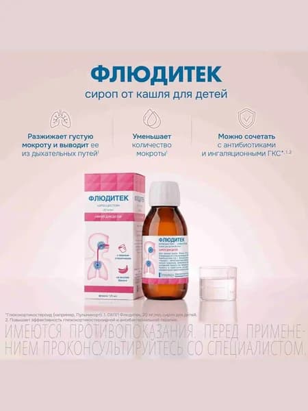 Флюдитек сироп 2% фл. 125мл д/детей