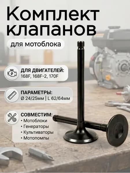 Клапана для мотоблоков, двигателей 168F, 168F-2, 170F