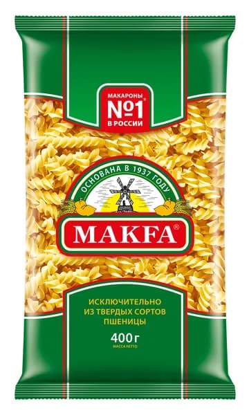 Макароны Makfa / Макфа Спирали группа А высший сорт 400г / макаронные изделия