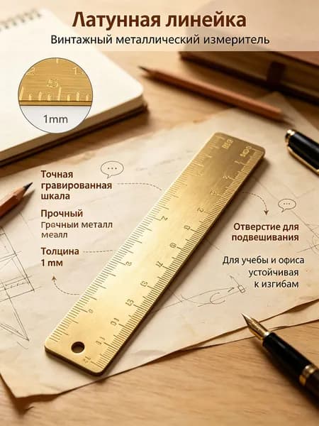 Металлический набор для геометрии из латуни, прямая линейка, треугольная линейка и транспортир размером