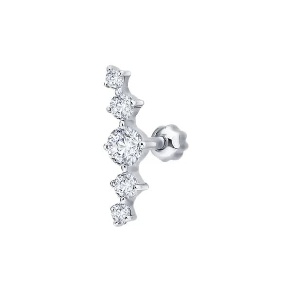 Одиночная серьга из белого золота DIAMANT-ONLINE с фианитом 585 пробы