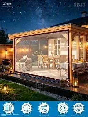 Прозрачный брезент 2*4 м укрывная пленка с люверсами, защита от дождя и холода, высокая прочность, настройка по размеру