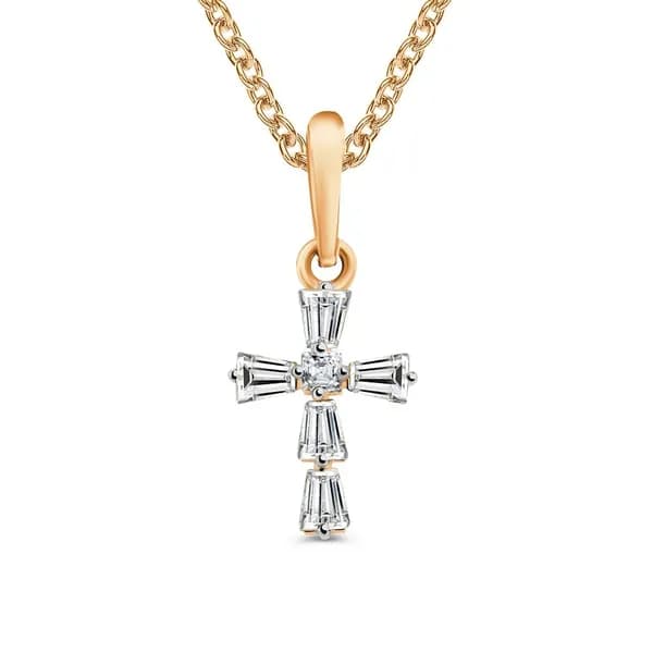 Подвеска на шею с фианитами из красного золота 585 пробы 585GOLD