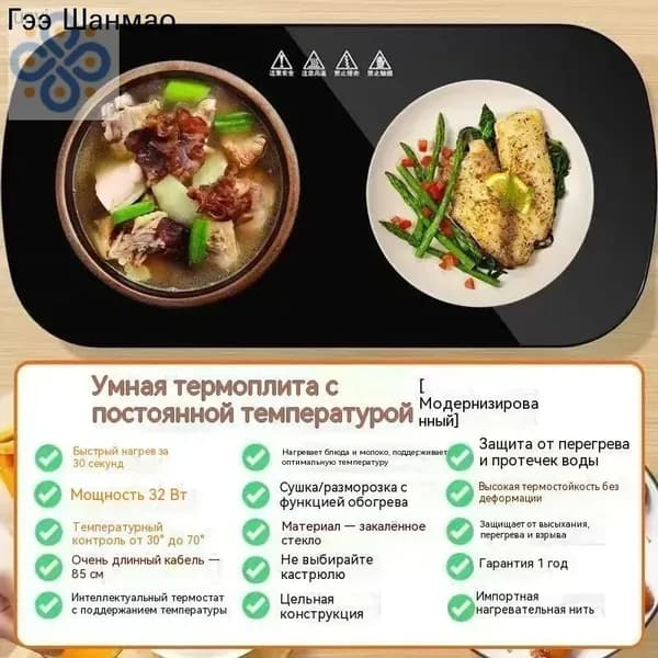 Панель для подогрева еды Подогрев еды и вина, быстрый нагрев, постоянная температура, безопасность от ожогов