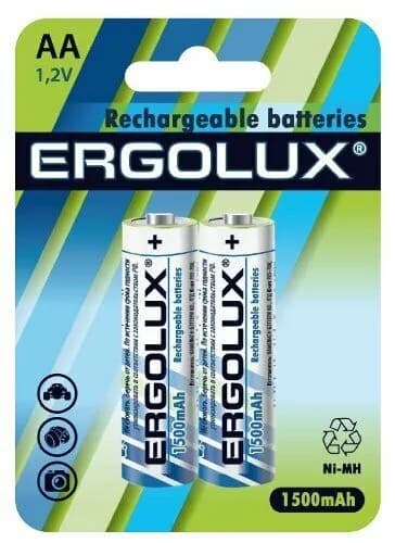 Батарейки аккумуляторы Ergolux АА пальчиковые 1500мА-ч 2штуки