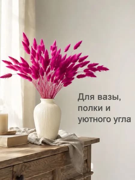 Сухоцветы Лагурус, 55 см, 40 гр, 60 шт