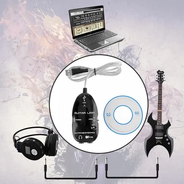 USB-звуковой интерфейс для гитары с эффектами, чёрный