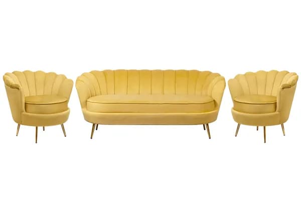 Комплект кресел и трехместного дивана дивана ракушка Pearl Triple Yellow