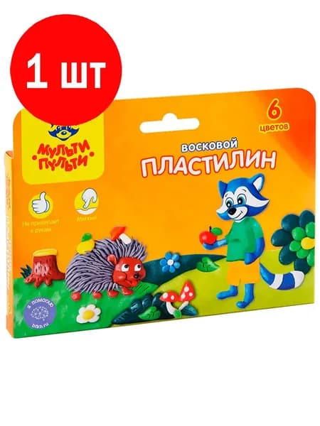 Пластилин "Енот в лесу", 6 цветов, мягкий, восковой