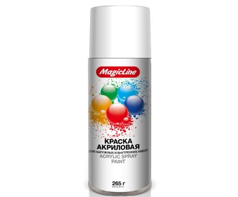 Краска-спрей (эмаль) RAL 9016 белая матовая 450мл (265гр) аэрозоль (MagicLine)