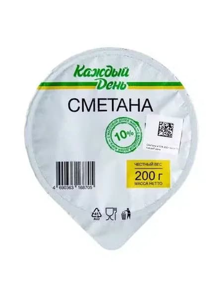 Сметана 10% Каждый День БЗМЖ 200 г