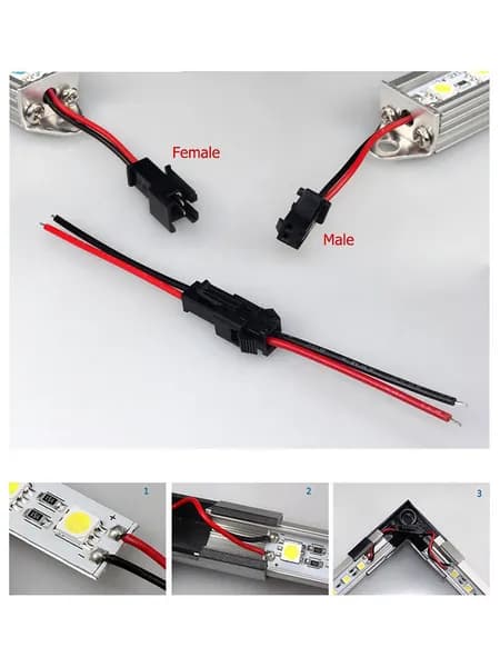 Соединитель световой полосы, Терминальная линия SM, 2 булавки, 2.54 мм, монохромный, 10 шт