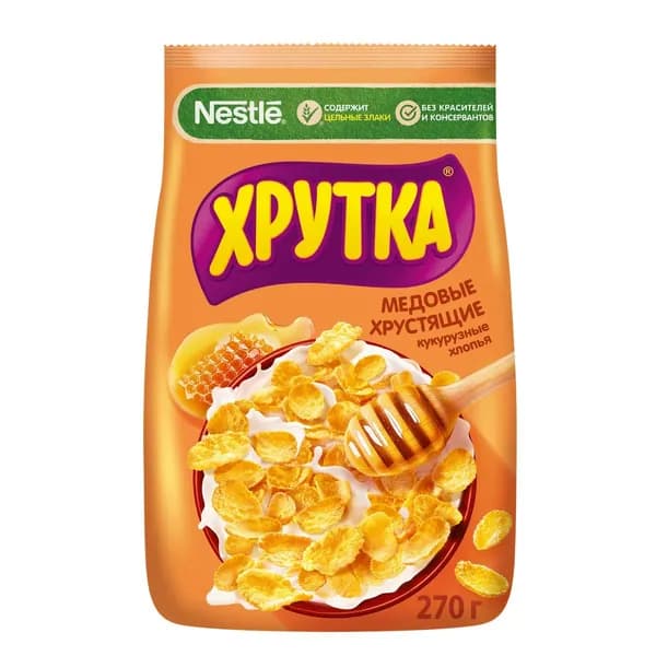 ХРУТКА . Хлопья медовые хрустящие, обогащенные кальцием 270г