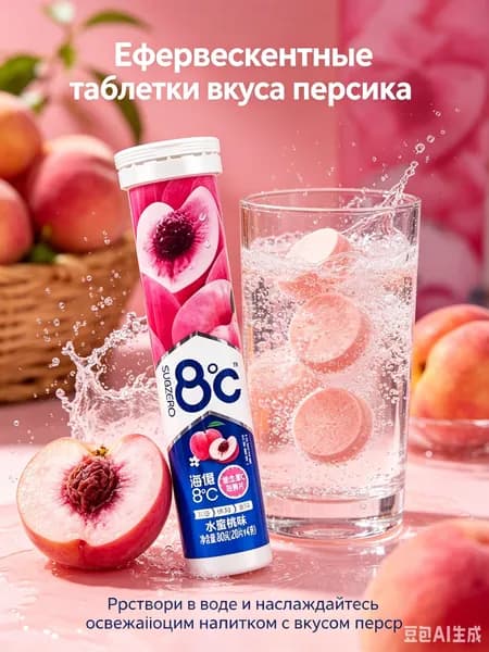 Напиток с различными вкусами из твердого прессованного сахара Haiyi Vitamin C в шипучих таблетках при температуре 8 C с витамином VC для взрослых