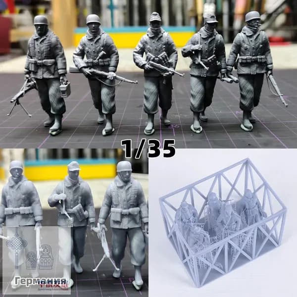 3Dпечать, фигурки солдат из смолы, немецкие модельнаборы, масштаб 135, неокрашенные, требуют самостоятельной сборки