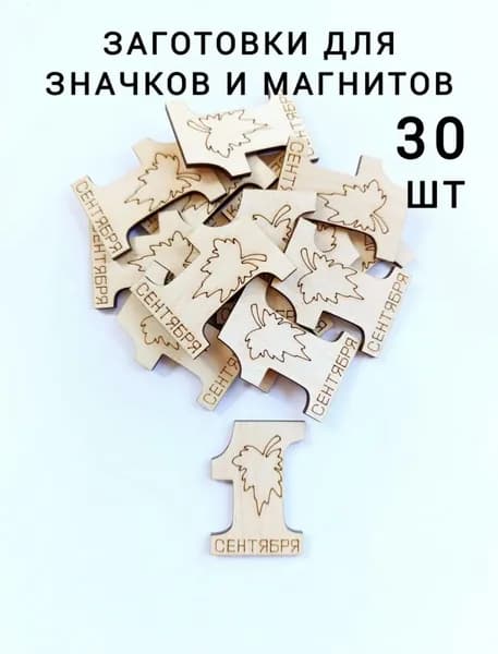 Деревянные заготовки для значков и магнитов "1 Сентября" 30шт.