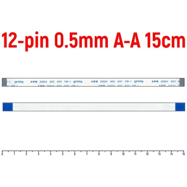 FFC  шлейф тачпада для ноутбука HP Pavilion DV6-7000 12-pin Шаг 0.5mm Длина 15cm Прямой A-A AWM 20624 80C 60V VW-1