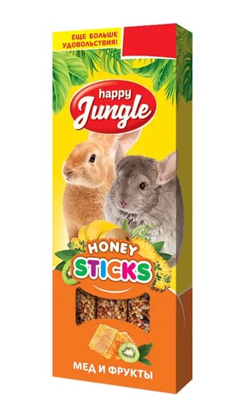 Палочки HAPPY JUNGLE палочки для крупных грызунов мед и фрукты (3 шт)