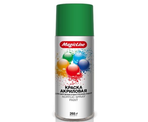 Краска-спрей (эмаль) RAL 6029 Зеленая трава 450мл (265гр) аэрозоль (MagicLine)