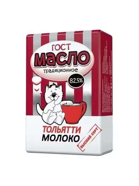 Сладкосливочное масло Тольяттимолоко Традиционное ГОСТ 82,5% БЗМЖ 180 г