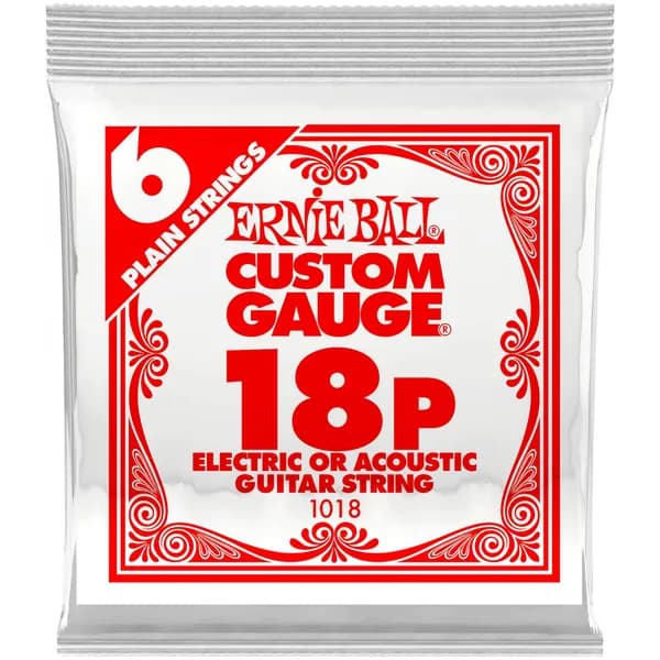 Одиночная струна для акустической и электрогитары 18 Ernie Ball 1018