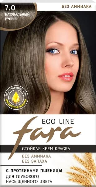 FARA Eco Line Стойкая крем-краска для волос тон 7.0 натуральный русый, 100 мл