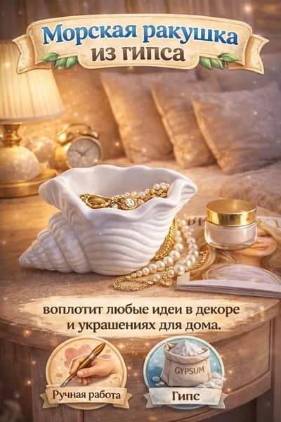 Декоративная ракушка из гипса для творчеств