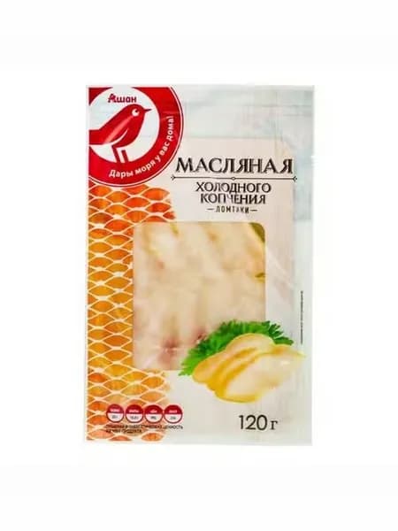 Масляная рыба АШАН Красная птица холодного копчения ломтики 120 г
