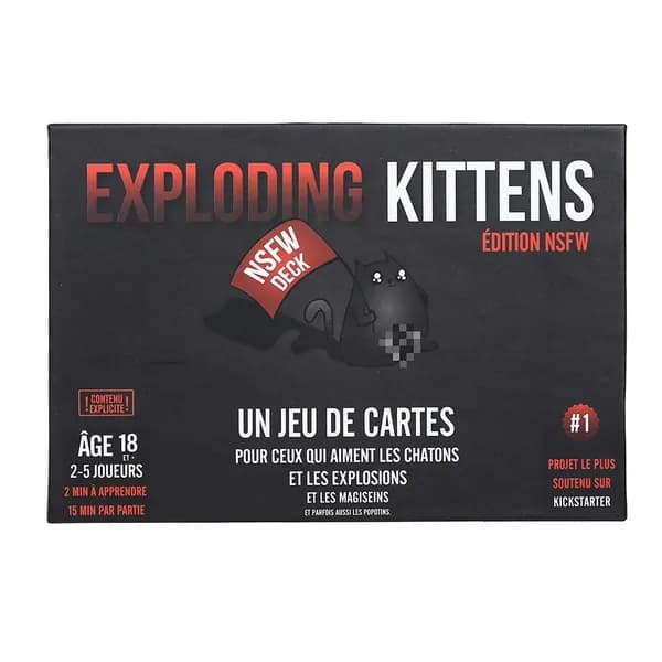 Настольная игра Exploding Kittens в чёрной коробке, 56 карт, для 2 5 игроков, от 7 лет