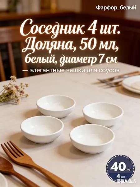 Соусник 7.13 см 45.15 мл керамика 4 шт цвет белый