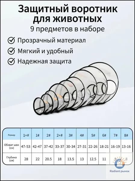 Защитный воротник для кошек и собак,, 22-26cm, 12.5cm,