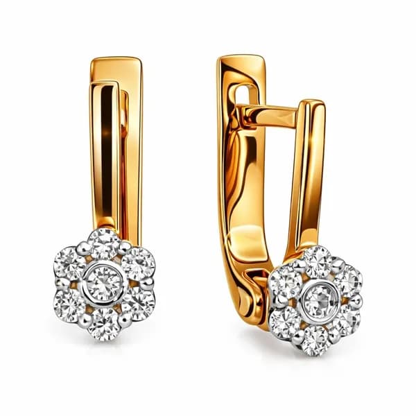 Серьги детские с фианитами из красного золота 375 пробы 585GOLD