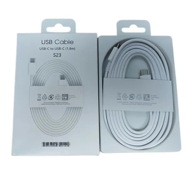 usb-c к usb-c кабель для быстрой зарядки samsung s23, 1.8 м, белый, с упаковкой