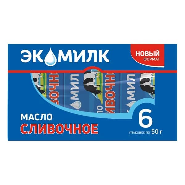 Масло сладко-сливочное традиционное несоленое 82,5% 300 г, Экомилк, Высший сорт