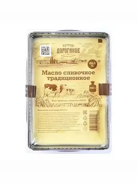 Сливочное масло Хутор Дороганов 82,5% БЗМЖ 320 г