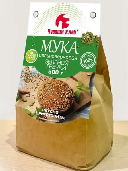 Мука цельнозерновая 500 г, из зеленой гречки